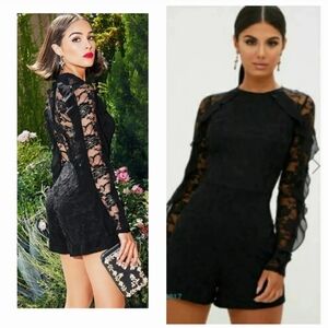 PrettyLittleThing Black Lace Jumpsuit